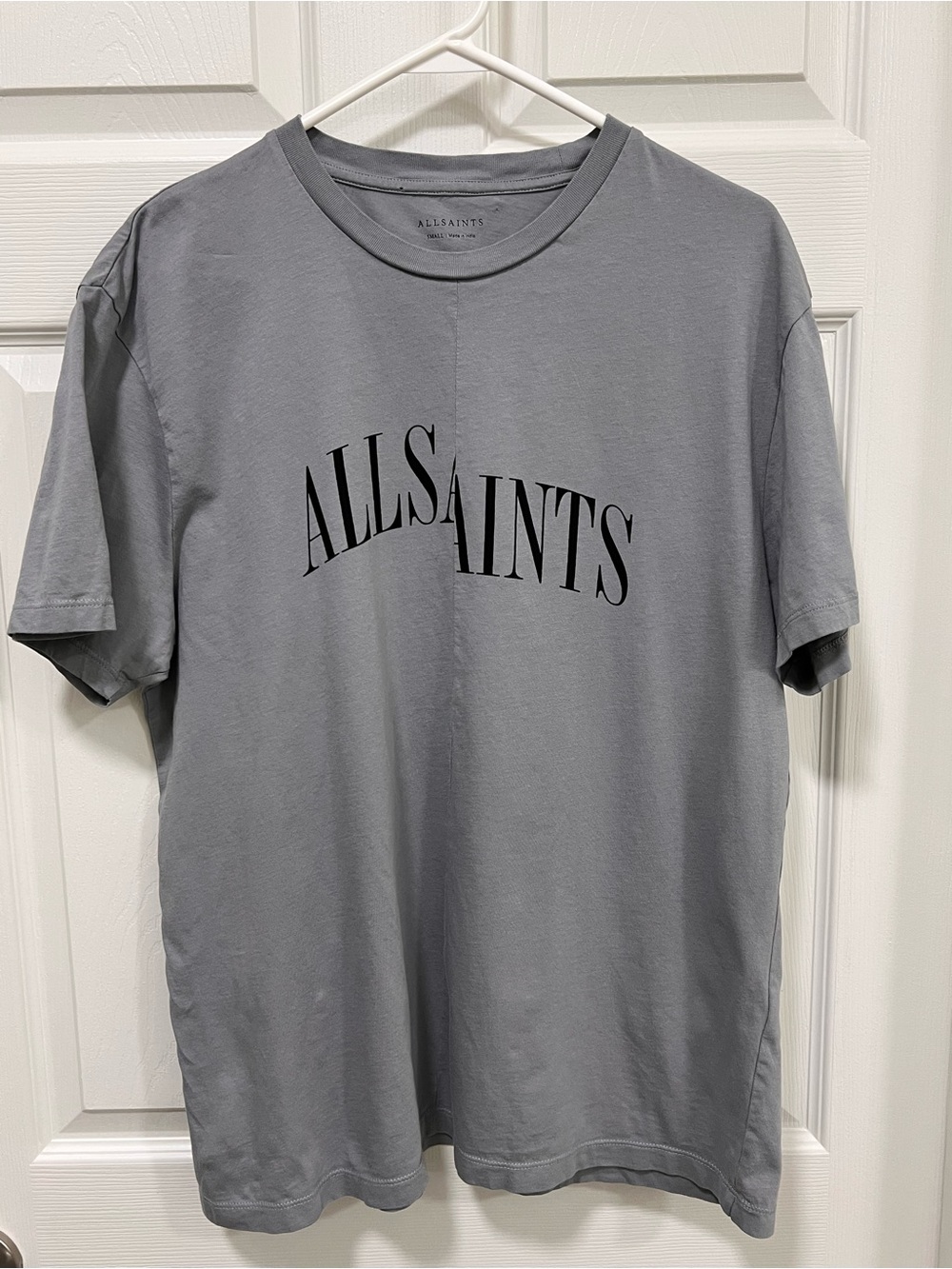 AllSaints Men's Short Sleeve Crew Shirt Size S, Gray And Black